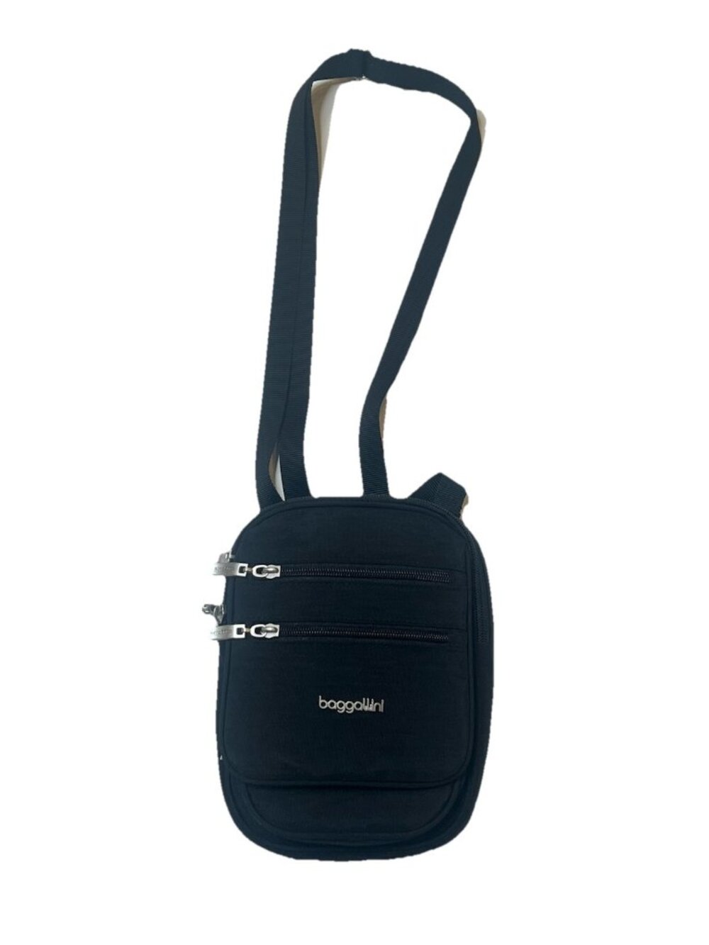 Baggallini Black Nylon Crossbody Travel Organizer Bag Multi Pocket 7x9